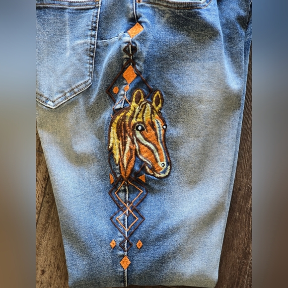 Flamingals Horse Embroidery Bootcut Jeans - Picture 9 of 11